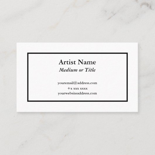  Visitekaartje voor kunstenaars (Voorkant)