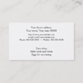Visitekaartje voor kwarteleieren (Achterkant)