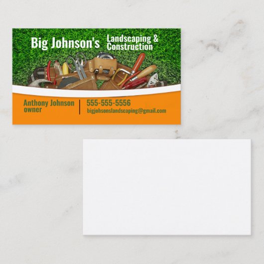 Visitekaartje voor landschapsontwerp en bouw (Voorkant / Achterkant)