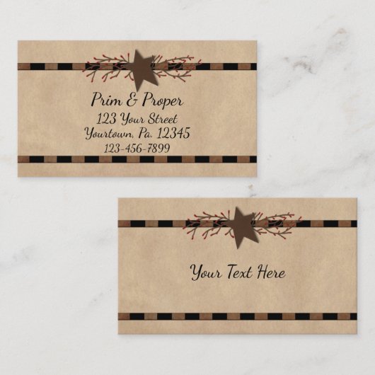 Visitekaartje voor landsterren en pit-bessen (Voorkant / Achterkant)