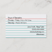 Visitekaartje voor leerprogramma's (Achterkant)