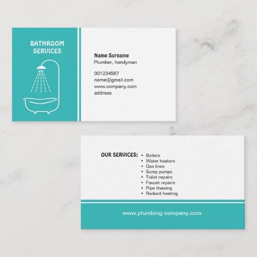visitekaartje voor loodgieter en handyman (Voorkant / Achterkant)