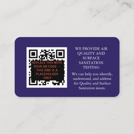 Visitekaartje voor luchttests (Achterkant)