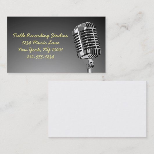 Visitekaartje voor microfoonmuziek (Voorkant / Achterkant)