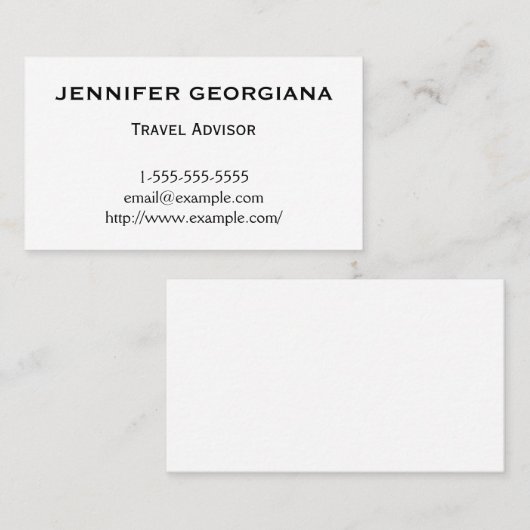 Visitekaartje voor minimalistische en lastige reis (Voorkant / Achterkant)