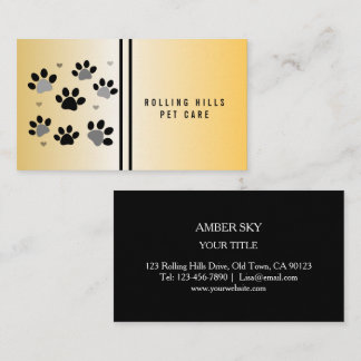 Visitekaartje voor moderne Paw Black en Gold Pet C