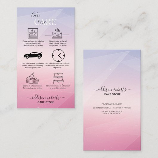 Visitekaartje voor moderne roze verloopzorg (Voorkant / Achterkant)