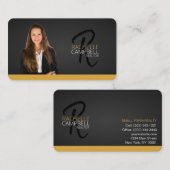 Visitekaartje voor monogram in zwart-wit en goudmo (Voorkant / Achterkant)