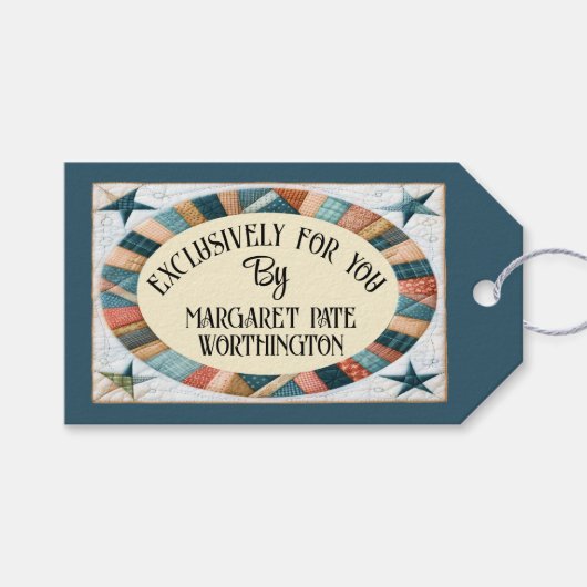 Visitekaartje voor naai- / quiltbedrijf cadeaulabel (Voorkant (Horizontaal))