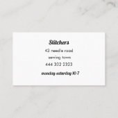 visitekaartje voor naaien en kleding (Achterkant)