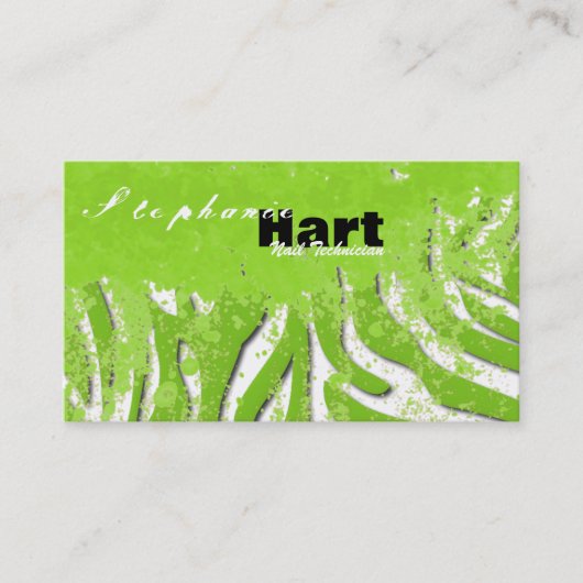 Visitekaartje voor nageltechnicus - Grunge Zebra P (Voorkant)