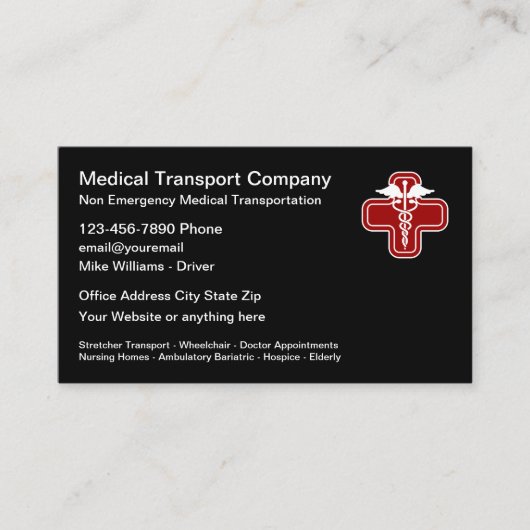 Visitekaartje voor niet-medisch noodvervoer (Voorkant)