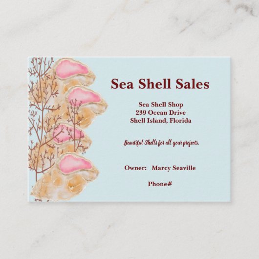 Visitekaartje voor Ocean Shell Shop (Voorkant)