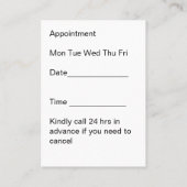 Visitekaartje voor Oftalmoloog Medische Aanwijzing (Achterkant)