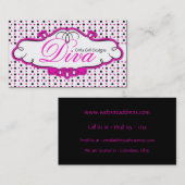 Visitekaartje voor ontwerp van zwart/roze/witte po (Voorkant / Achterkant)