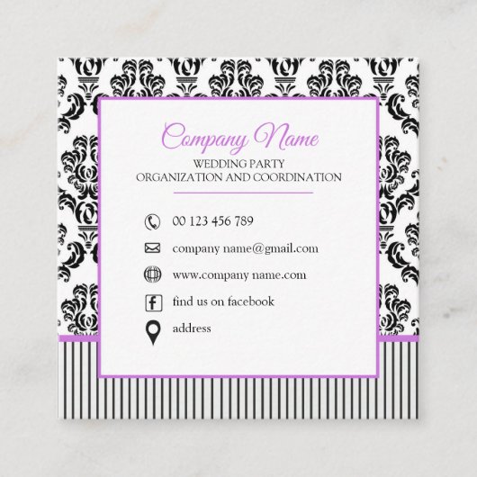 Visitekaartje voor organisatoren van huwelijksfees (Voorkant)