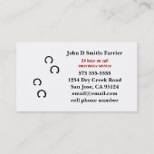 Visitekaartje voor paarden (Achterkant)