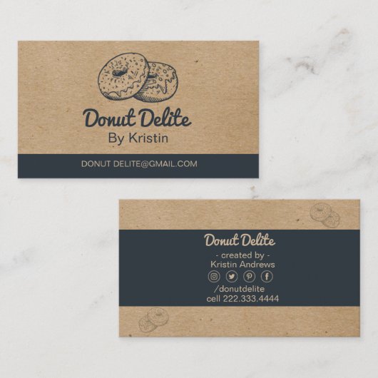 Visitekaartje voor papierdonut (Voorkant / Achterkant)