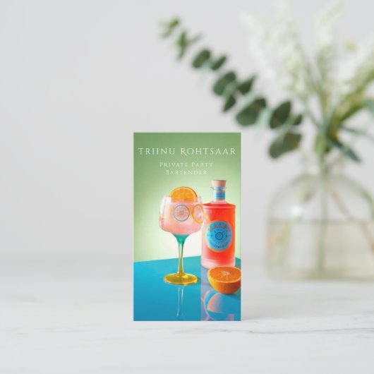 Visitekaartje voor particuliere Bartender Coctails (Staand voorkant)