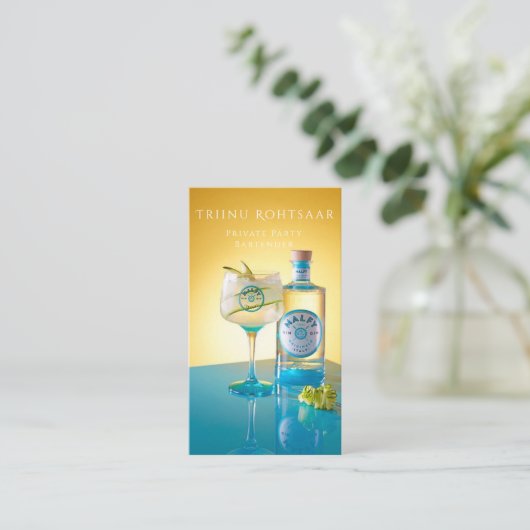 Visitekaartje voor particuliere Bartender Coctails (Staand voorkant)