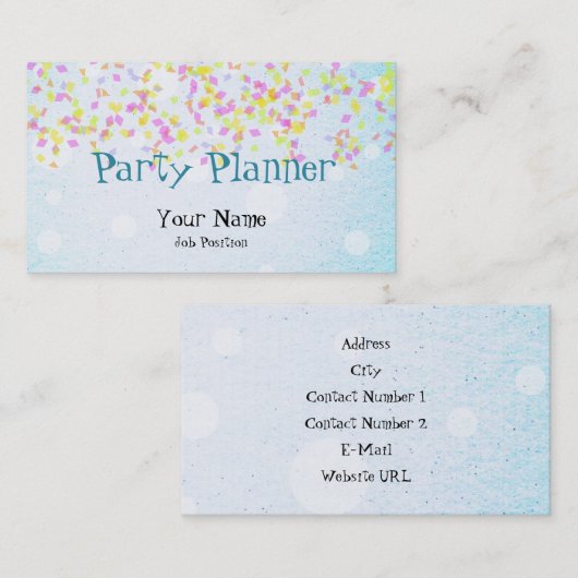 Visitekaartje voor partijplanner (Voorkant / Achterkant)