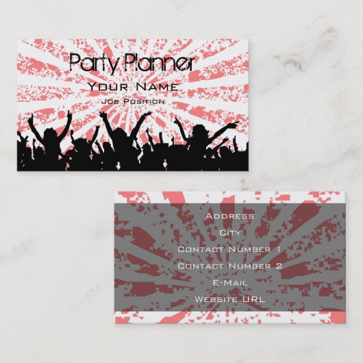 Visitekaartje voor partijplanner (Voorkant / Achterkant)