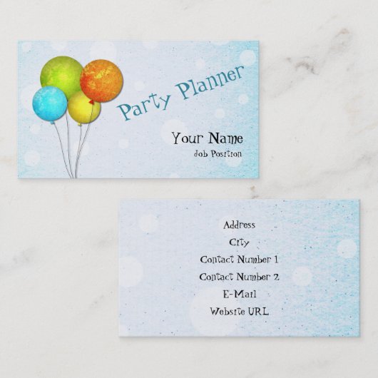 Visitekaartje voor partijplanner (Voorkant / Achterkant)