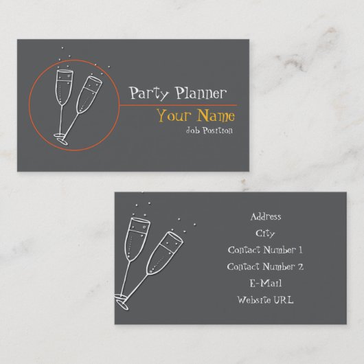 Visitekaartje voor partijplanner (Voorkant / Achterkant)