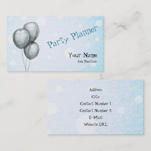 Visitekaartje voor partijplanner (Voorkant / Achterkant)