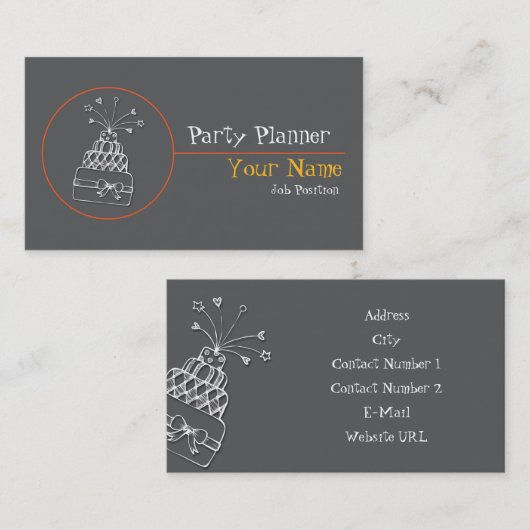 Visitekaartje voor partijplanner (Voorkant / Achterkant)