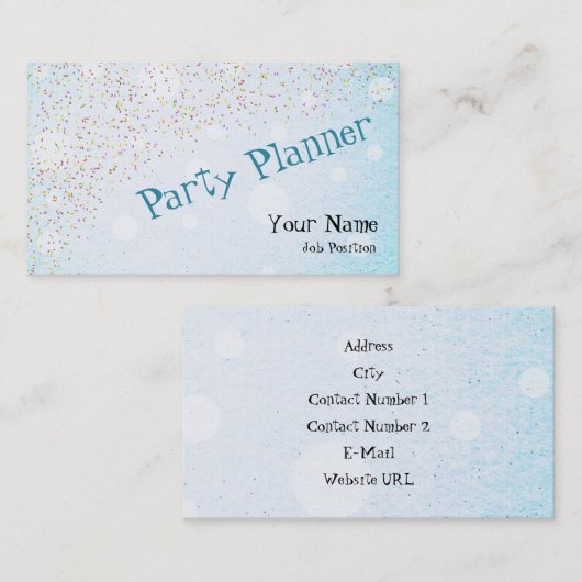 Visitekaartje voor partijplanner (Voorkant / Achterkant)