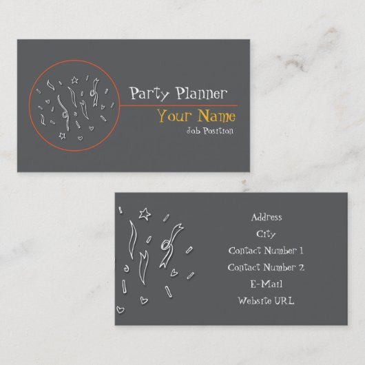 Visitekaartje voor partijplanner (Voorkant / Achterkant)