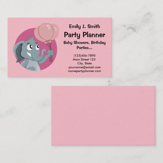 Visitekaartje voor partijplanner-cartoon (Voorkant / Achterkant)