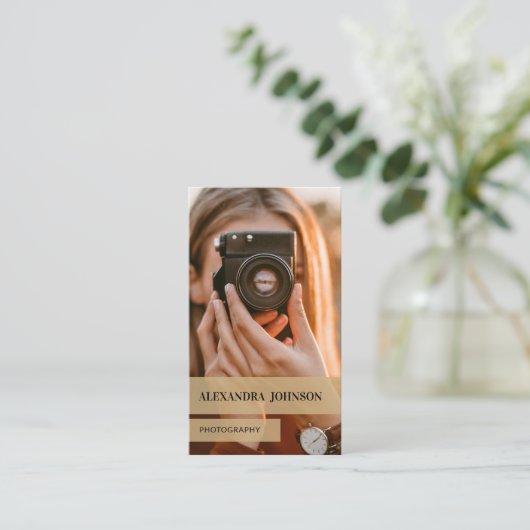 Visitekaartje voor persoonlijke en moderne fotogra (Staand voorkant)