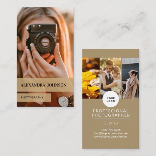 Visitekaartje voor persoonlijke en moderne fotogra (Voorkant / Achterkant)