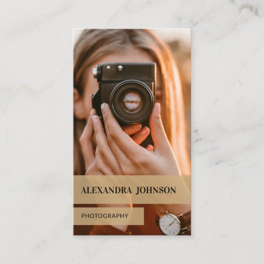 Visitekaartje voor persoonlijke en moderne fotogra (Voorkant)