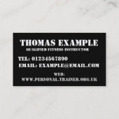Visitekaartje voor persoonlijke trainers (Achterkant)