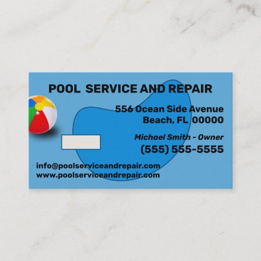 Visitekaartje voor poolservice en reparatie (Voorkant)
