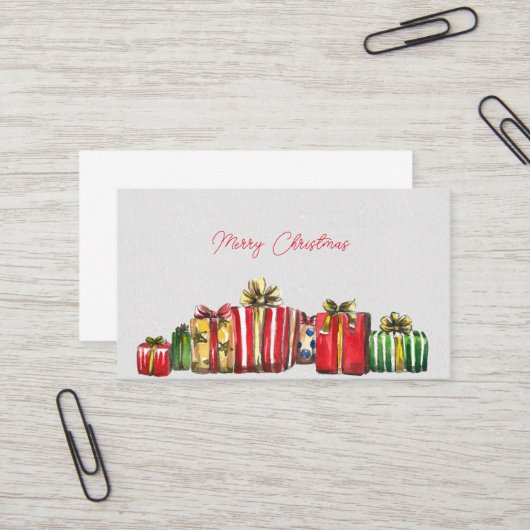 Visitekaartje voor prettige kerstcadeaudozen (Voorkant / Achterkant in situ)