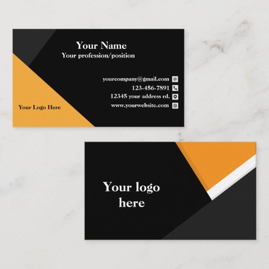 Visitekaartje voor professionele Kaart in ondernem (Voorkant / Achterkant)