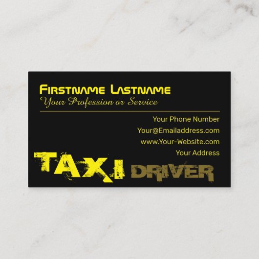 Visitekaartje voor professionele taxichauffeurs (Achterkant)