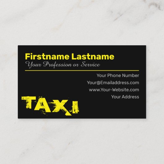 Visitekaartje voor professionele taxichauffeurs (Achterkant)
