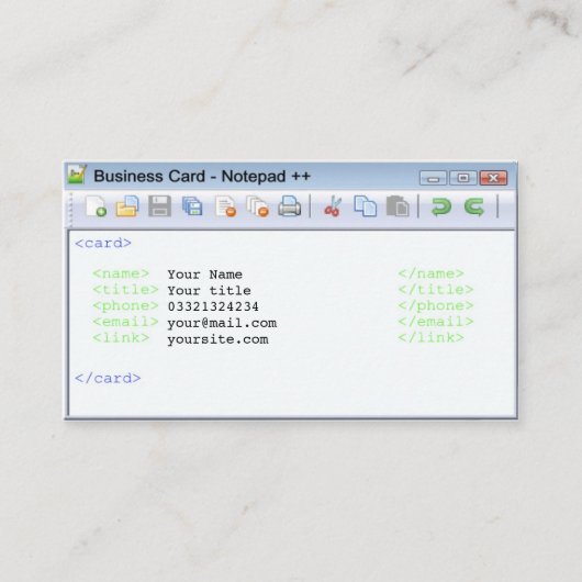 Visitekaartje voor programmeurs, ontwikkelaars (Voorkant)