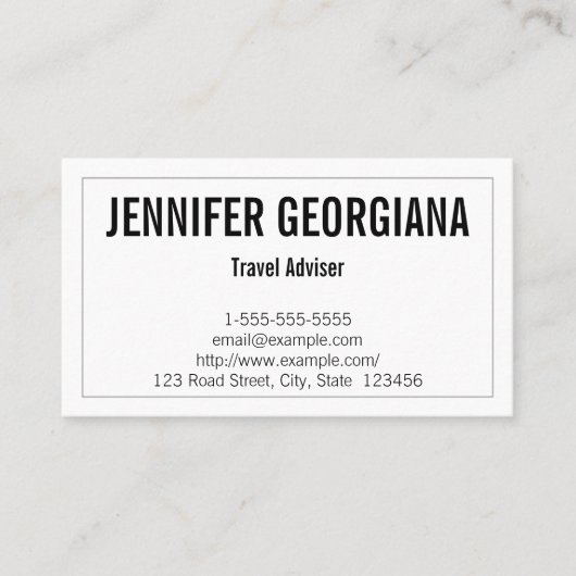Visitekaartje voor reisadviseur voor moderne en la (Voorkant)