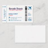 Visitekaartje voor reisagent in vliegticketstijl (Voorkant / Achterkant)