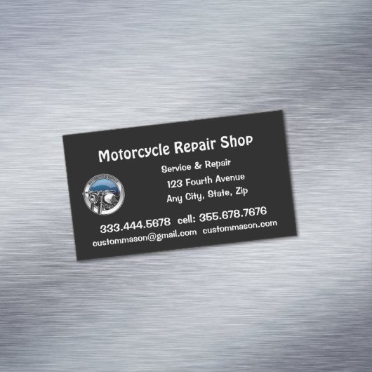 Visitekaartje voor reparatie en service van motorf magnetisch visitekaartje (Voorbeeld)