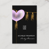 Visitekaartje voor roze en gouden ballonpartijdig (Voorkant)