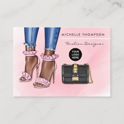 Visitekaartje voor roze en goudMode (Voorkant)