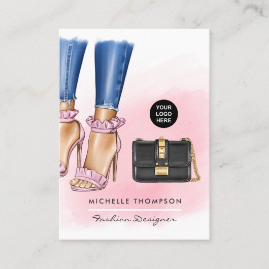 Visitekaartje voor roze en goudMode (Voorkant)