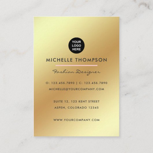 Visitekaartje voor roze en goudMode (Achterkant)